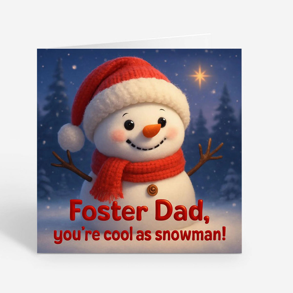 6x6" Greetings Card - Greeting card featuring smiling snowman with red winter scarf